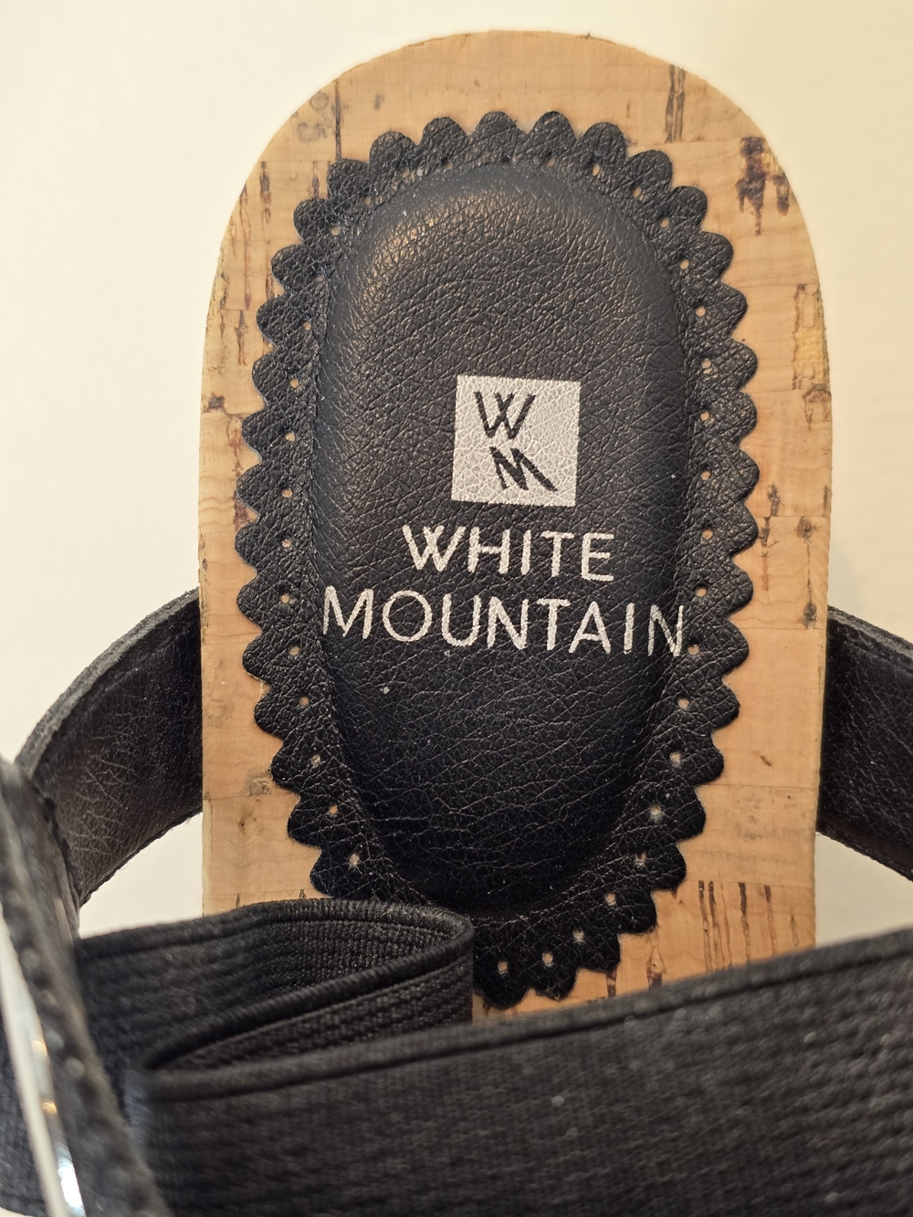 White Mountain Aida Black Cork Wedge Thong Sandals - Picture 4 of 5